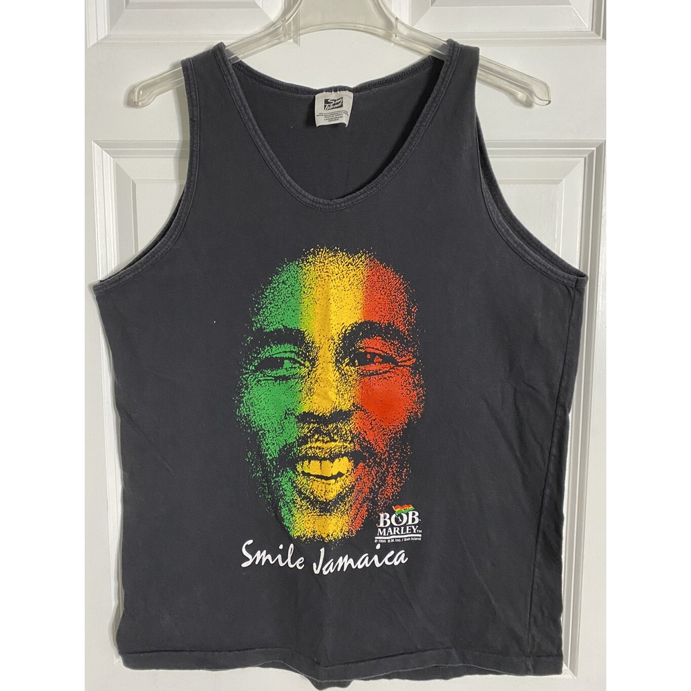 Vintage Bob Marley Smile Jamaica Sun Island Tank Size Large 1996